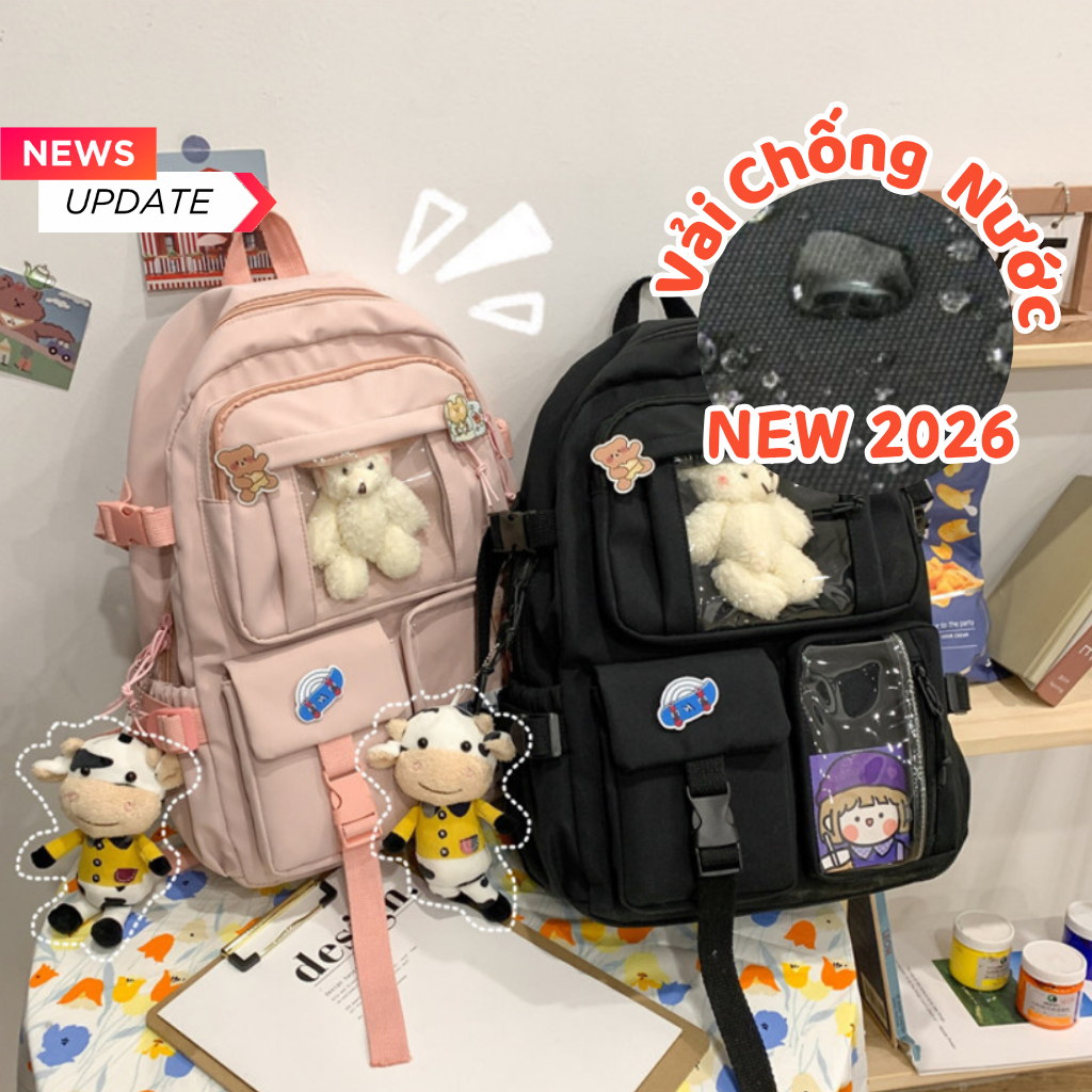 Balo Ulzzang Hàn Quốc nam nữ chống nước , Balo đi học thời trang màu pastel Belle Bag BL04