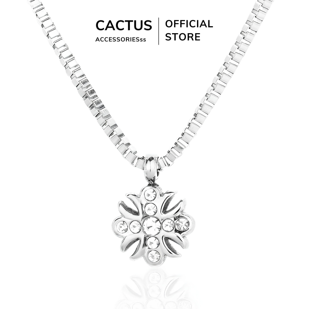 Dây chuyền nam Cactus Accessories mặt thánh giá đính đá hoa diên vĩ, vòng cổ thép Titan không gỉ