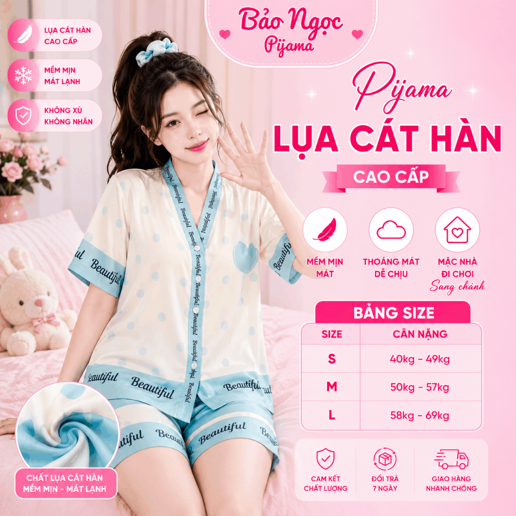[MẪU HÈ] Bộ Pijama Lụa Cát Cao Cấp Thiết Kế Cộc Tay Sang Chảnh Tôn Da Đồ Ngủ Nữ Mới Nhất 2026