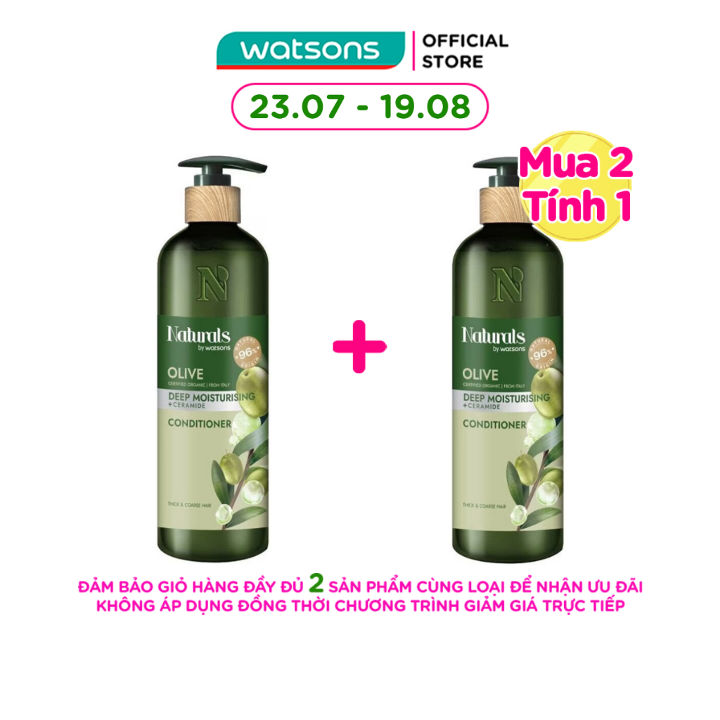 Kem Tắm Naturals By Watsons Deep Moisturishing Dưỡng Ẩm Sâu Chiết Xuất Olive 490ml