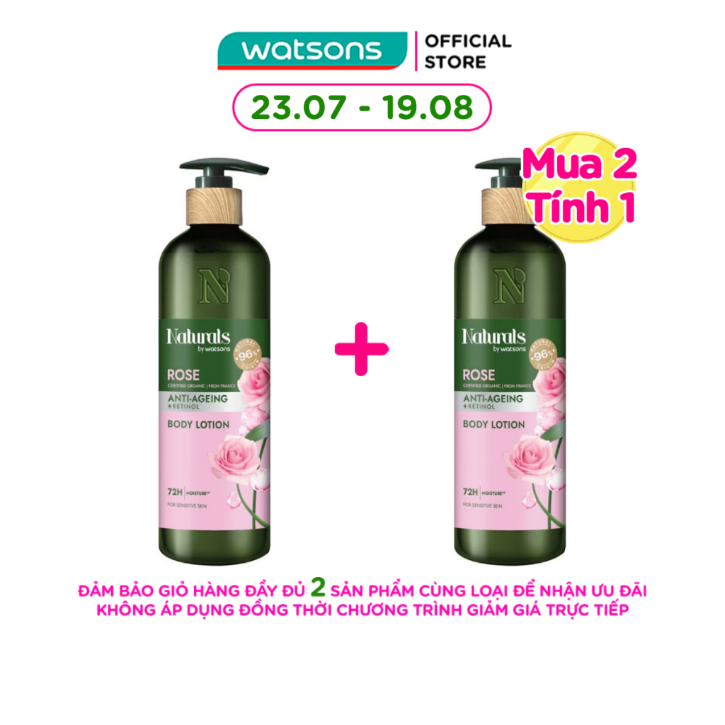 Sữa Dưỡng Thể Naturals By Watsons Anti-ageing Chống Lão Hoá Da Chiết Xuất Hoa Hồng 490ml
