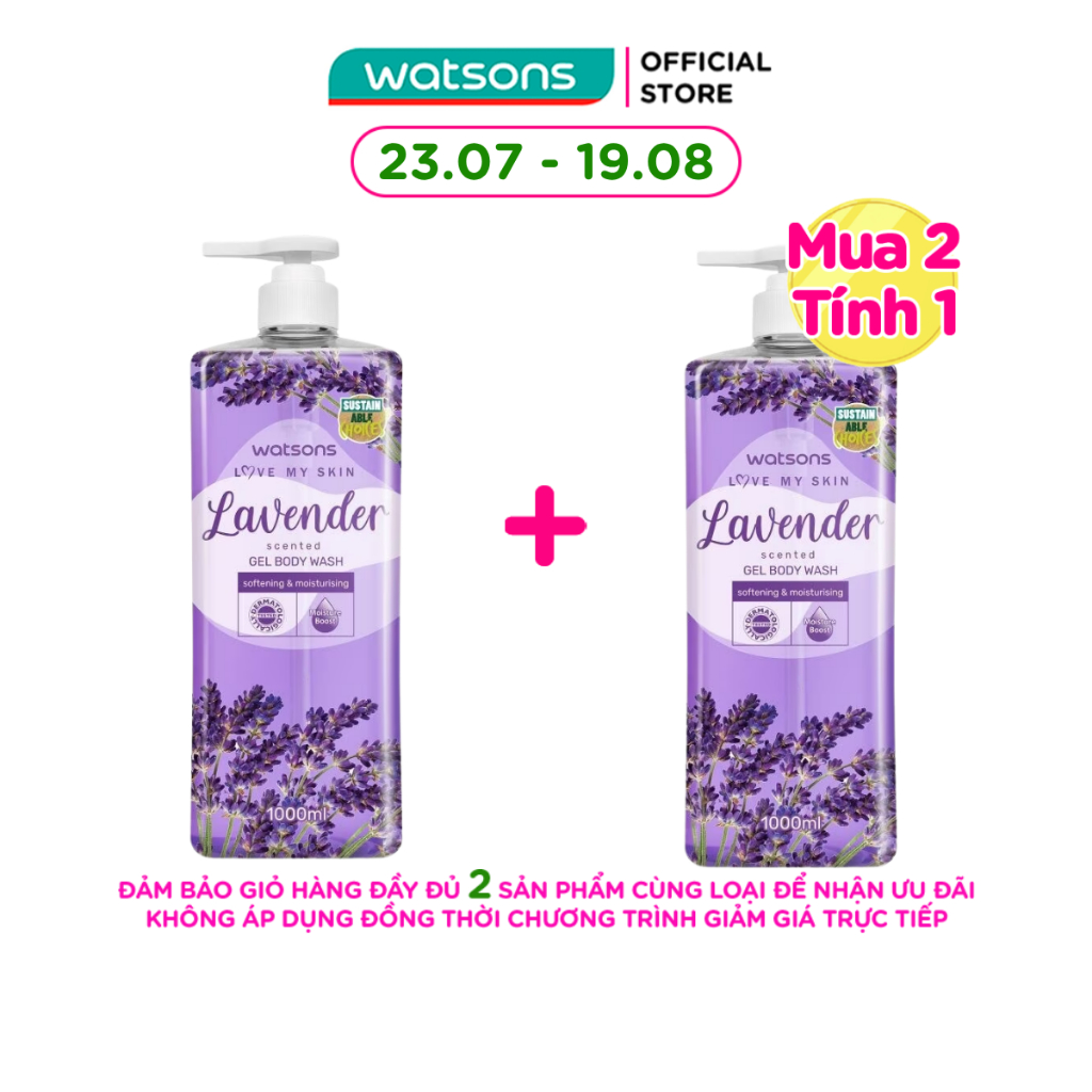 Gel Tắm Hương Hoa Oải Hương Watsons Love My Skin Lavender Scented Gel Body Wash 1000ml