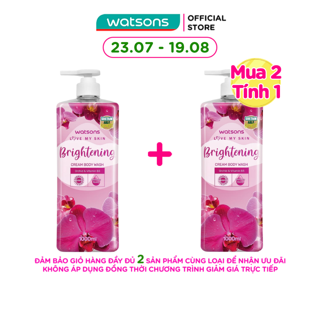Kem Tắm Sáng Da Watsons Love My Skin Brightening Cream Body Wash 1000ML