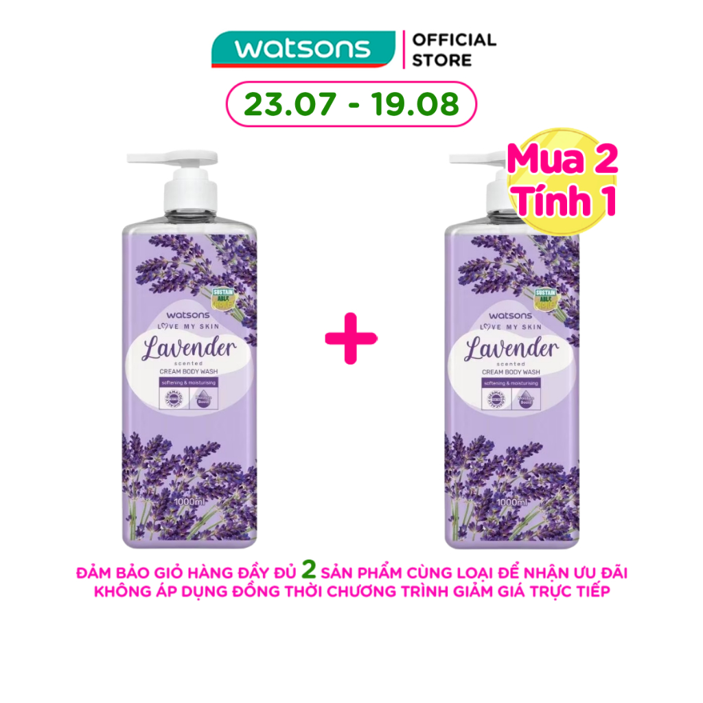 Kem Tắm Watsons Love My Skin Lavender Scented Cream Body Wash 700ml/1000ml