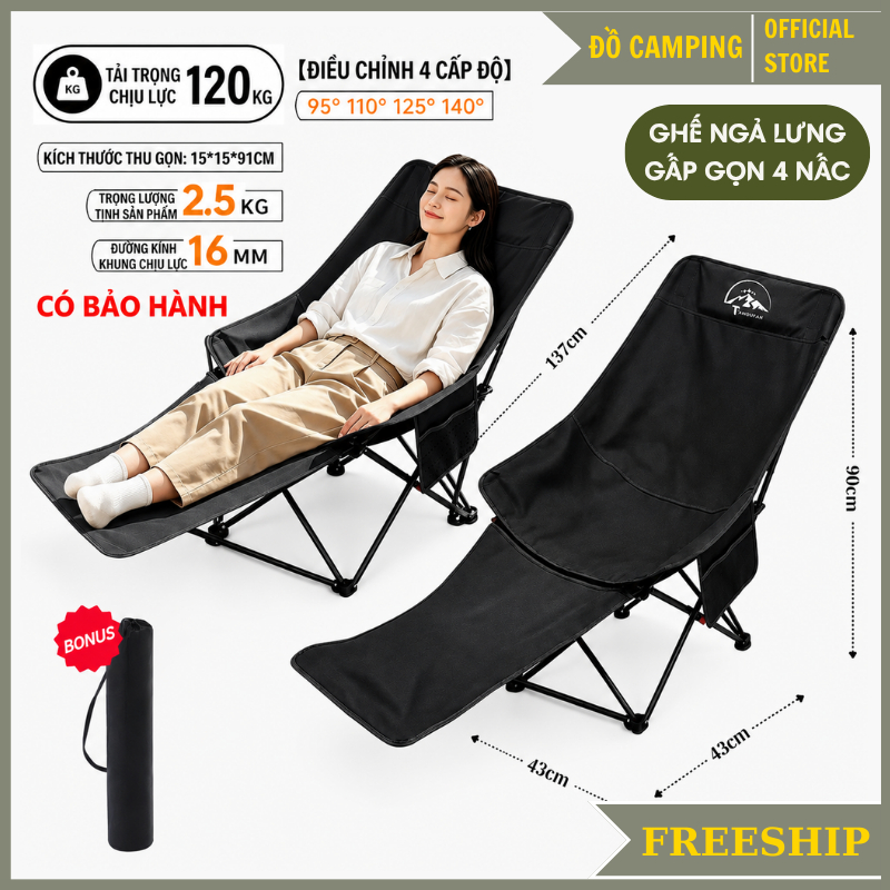 Ghế Camping Ngả Lưng Tmountain Gấp Gọn Thư Giãn Dã Ngoại Du Lịch Cao Cấp Dễ Dàng Mang Đi