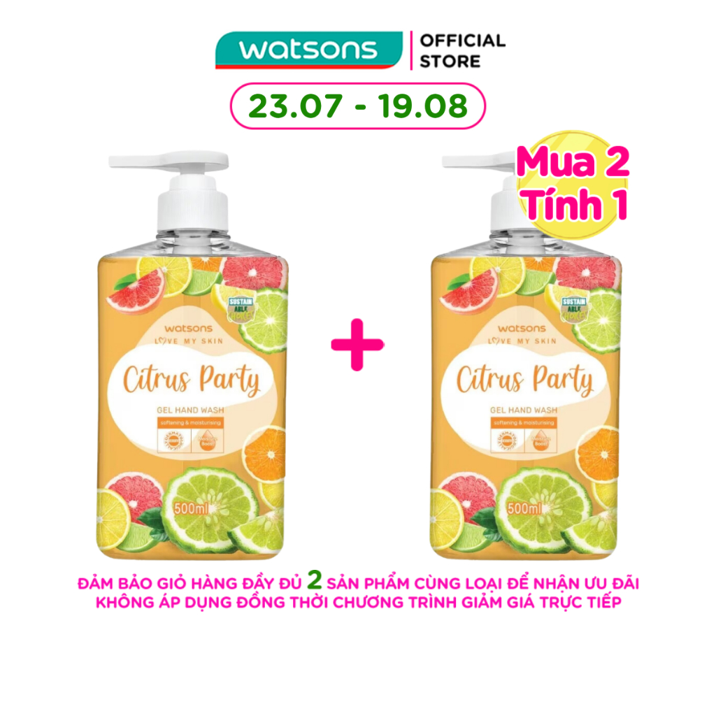 Gel Rửa Tay Watsons Love My Skin Citrus Party Gel Hand Wash 500ml