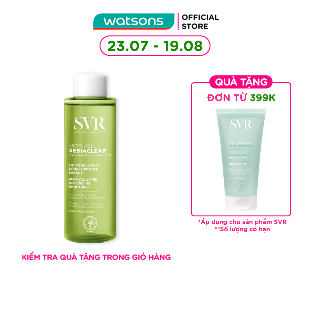 Nước Cân Bằng SVR Sebiaclear Micro-Peel Dành Cho Da Dầu Mụn 150ml