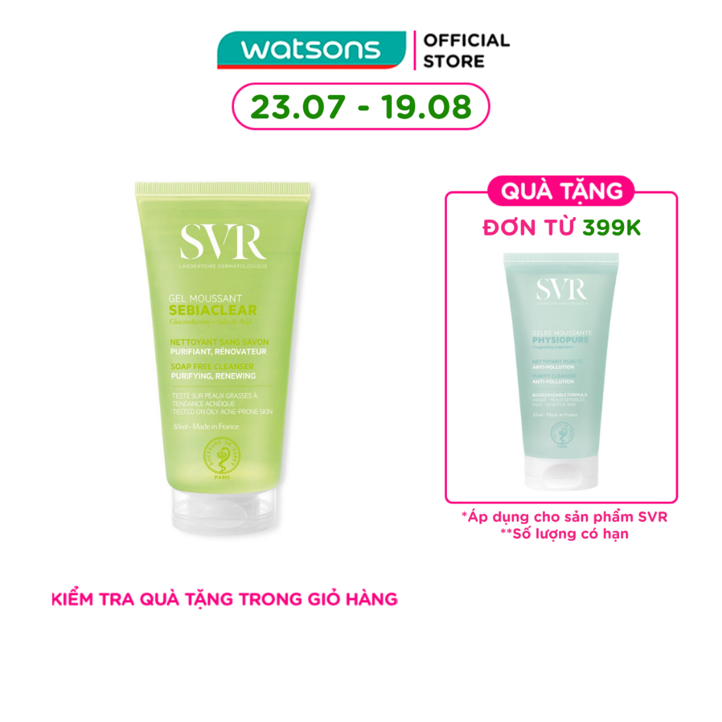 Gel Rửa Mặt Không Chứa Xà Phòng SVR Sebiaclear Gel Moussant 50ml