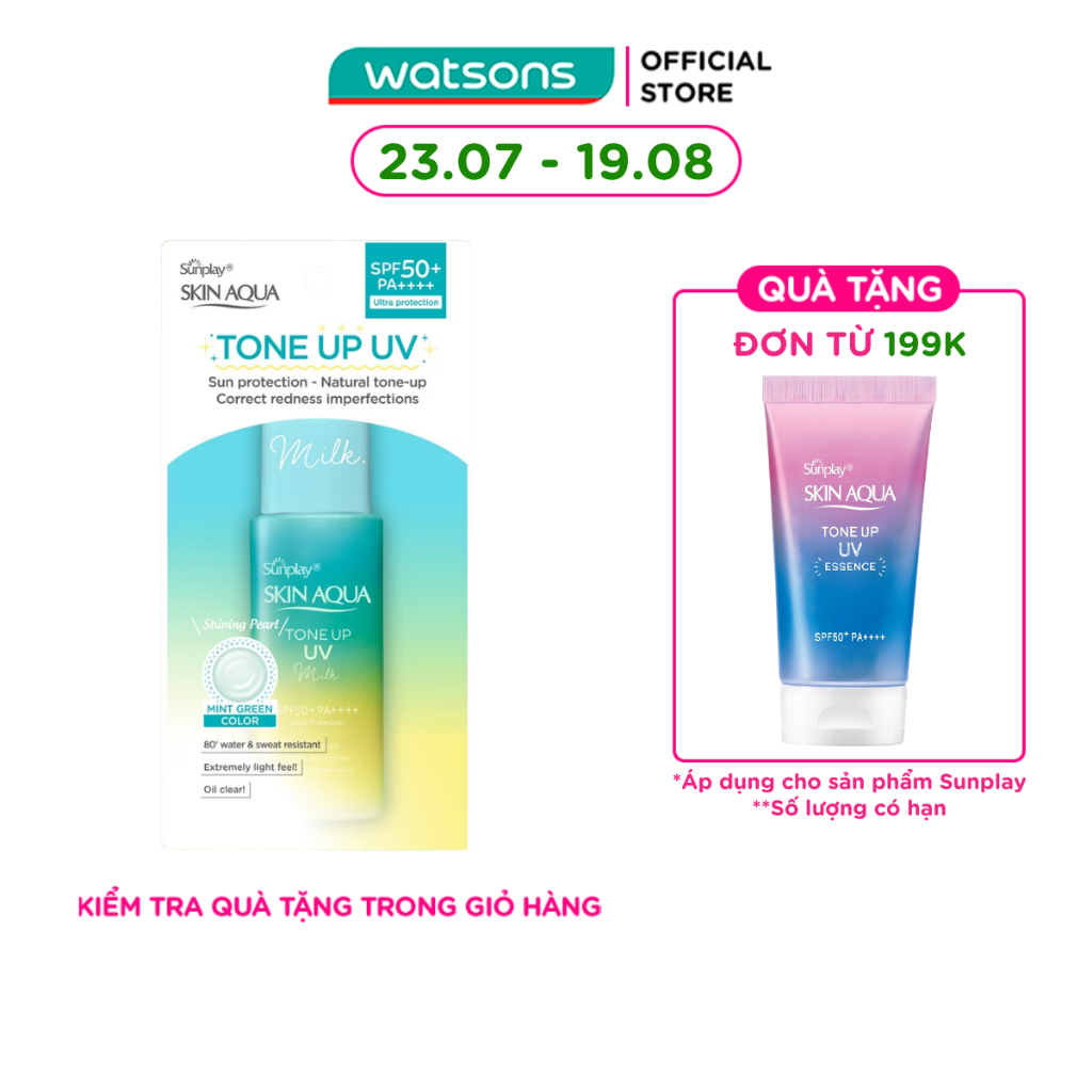 Sữa Chống Nắng Sunplay Skin Aqua Tone Up UV Milk Happiness Aura Hiệu Chỉnh Sắc Da SPF50+ PA++++ 50g