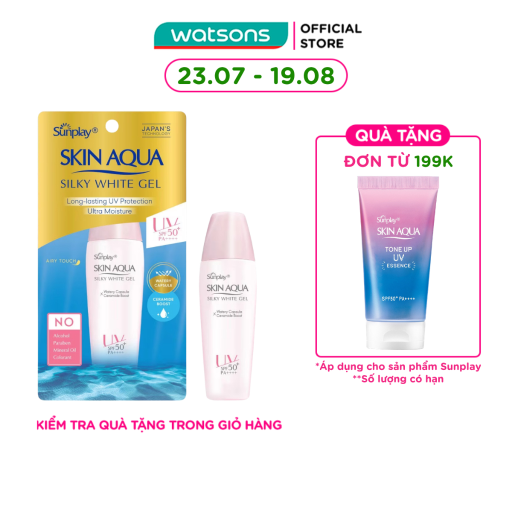Gel Chống Nắng Dưỡng Da Trắng Mượt Sunplay Skin Aqua Silky White Gel SPF50 30g