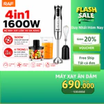 Máy Xay Sinh Tố Cầm Tay Chính Hãng RAF 1600W 4 Lưỡi Cao Cấp Máy Say Cho Bé Ăn Dặm Đa Năng Mini Xay Thịt Cá Cháo Tỏi Ớt — ảnh 1