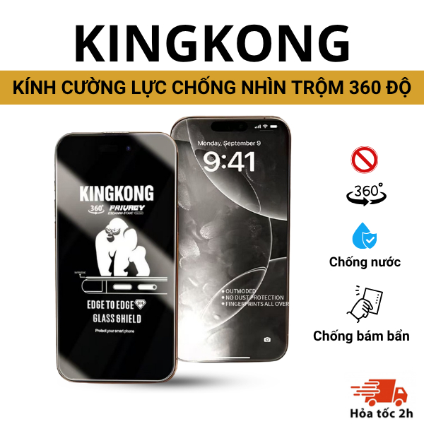 Kính cường lực KINGKONG K12 chống nhìn trộm 360 độ, chống trầy xước, bảo vệ camera 11 12 13 14 15 16 17 Pro Plus Promax