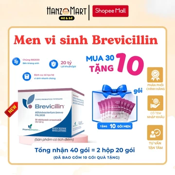 [ Combo MUA 30 TẶNG 10 ] Men vi sinh Brevicillin 20 tỷ lợi khuẩn hỗ trợ cân bằng hệ vi sinh đường ruột, chính hãng