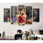Tranh Bida treo tường tráng gương cao cấp SIZE LỚN decor phòng bi-a chuyên nghiệp - tranh treo quán bida club bộ 5 bức — ảnh 8