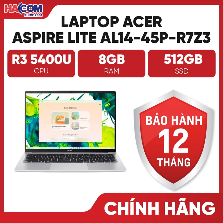 Laptop Acer Aspire Lite AL14-45P-R7Z3 (NX.DPESV.002) (R3 5400U/8GB/512GB SSD/14 inch FHD+/Win 11 Home/Bạc) - HACOM PC