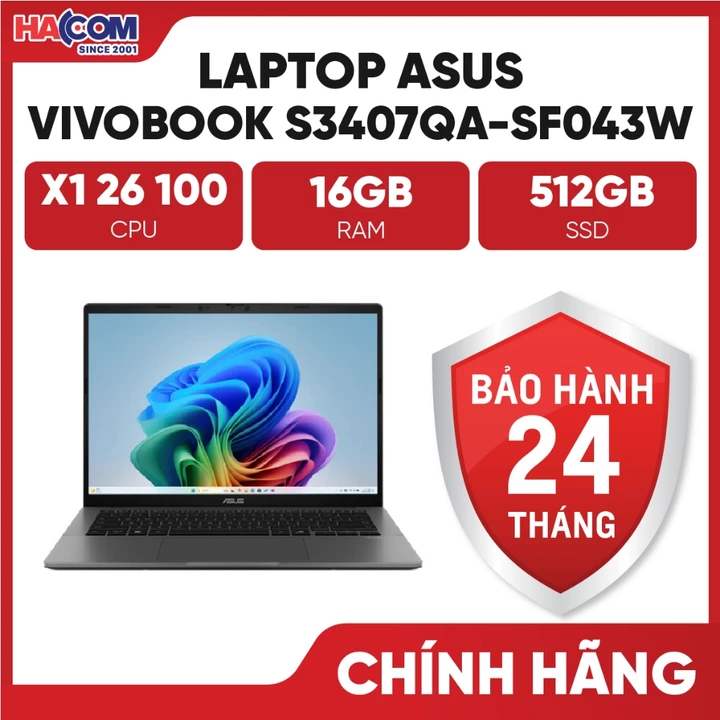 Laptop Asus Vivobook S14 S3407QA-SF043W Qualcomm X1-26-100/AI/16GB/512GB/14"OLED/Win11 - BH 24 Tháng