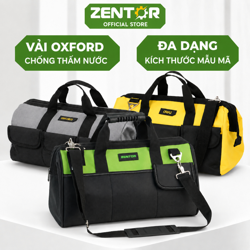 Túi Đựng Đồ Nghề Dụng Cụ Sửa Chữa Zentor Deli Chất Liệu Vải Oxford Chống Thấm Túi Đựng Công Cụ Cơ Khí Nhiều Ngăn Bền Đẹp