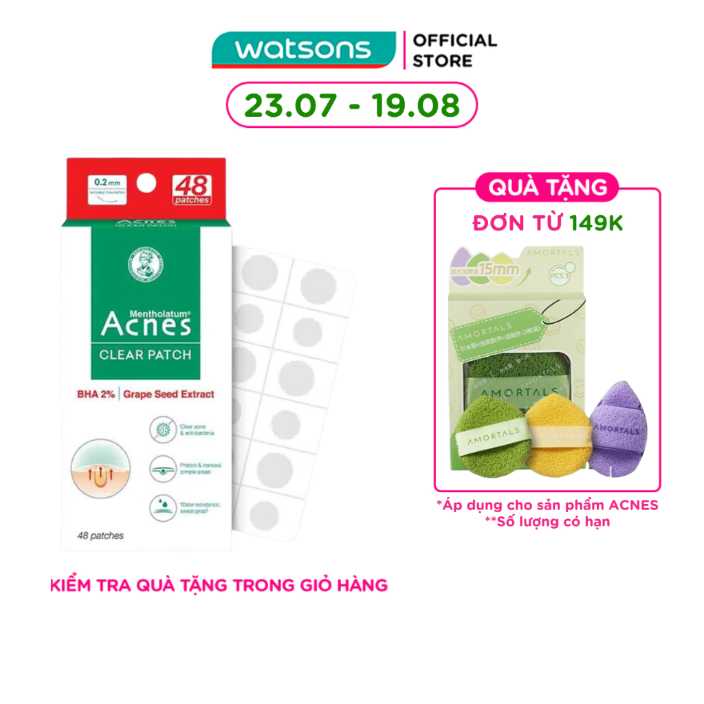 Miếng Dán Mụn Acnes 3 Tác Động Clear Patch 48 Miếng