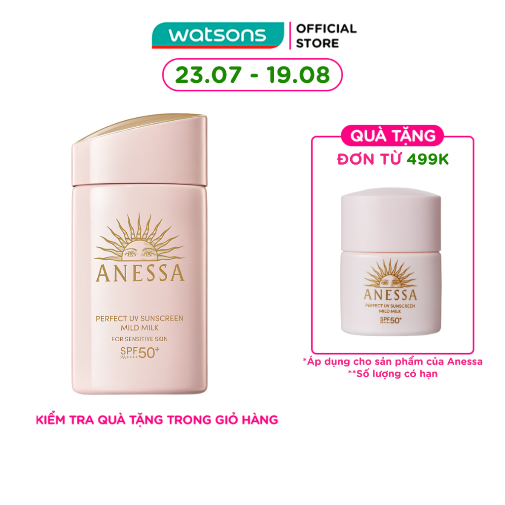Sữa Chống Nắng Anessa Cho Da Nhạy Cảm Perfect UV Mild Milk SPF50+/PA++++ 60ml