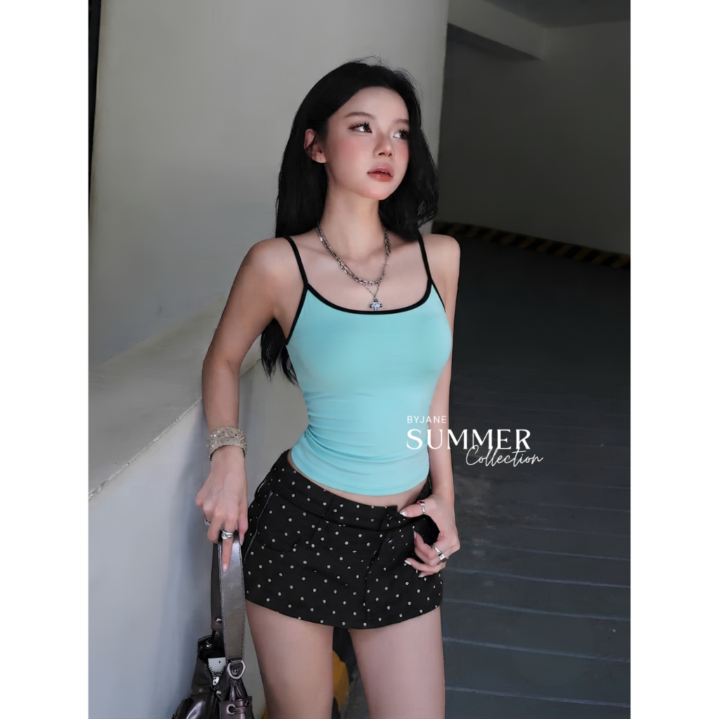 [ MÀU MỚI ] Áo Hai Dây Nữ Ôm Body Phối Viền Màu Chất Thun Mịn Co Giãn 4 Chiều Mềm Mịn Tôn Dáng Basic BYJANE - 535 | BigBuy360 - bigbuy360.vn