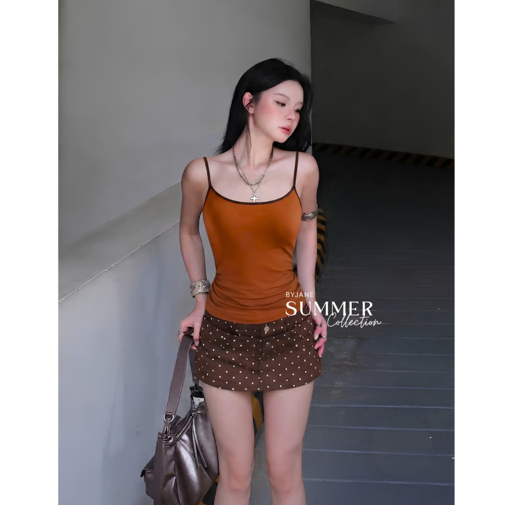 [ MÀU MỚI ] Áo Hai Dây Nữ Ôm Body Phối Viền Màu Chất Thun Mịn Co Giãn 4 Chiều Mềm Mịn Tôn Dáng Basic BYJANE - 535 | BigBuy360 - bigbuy360.vn