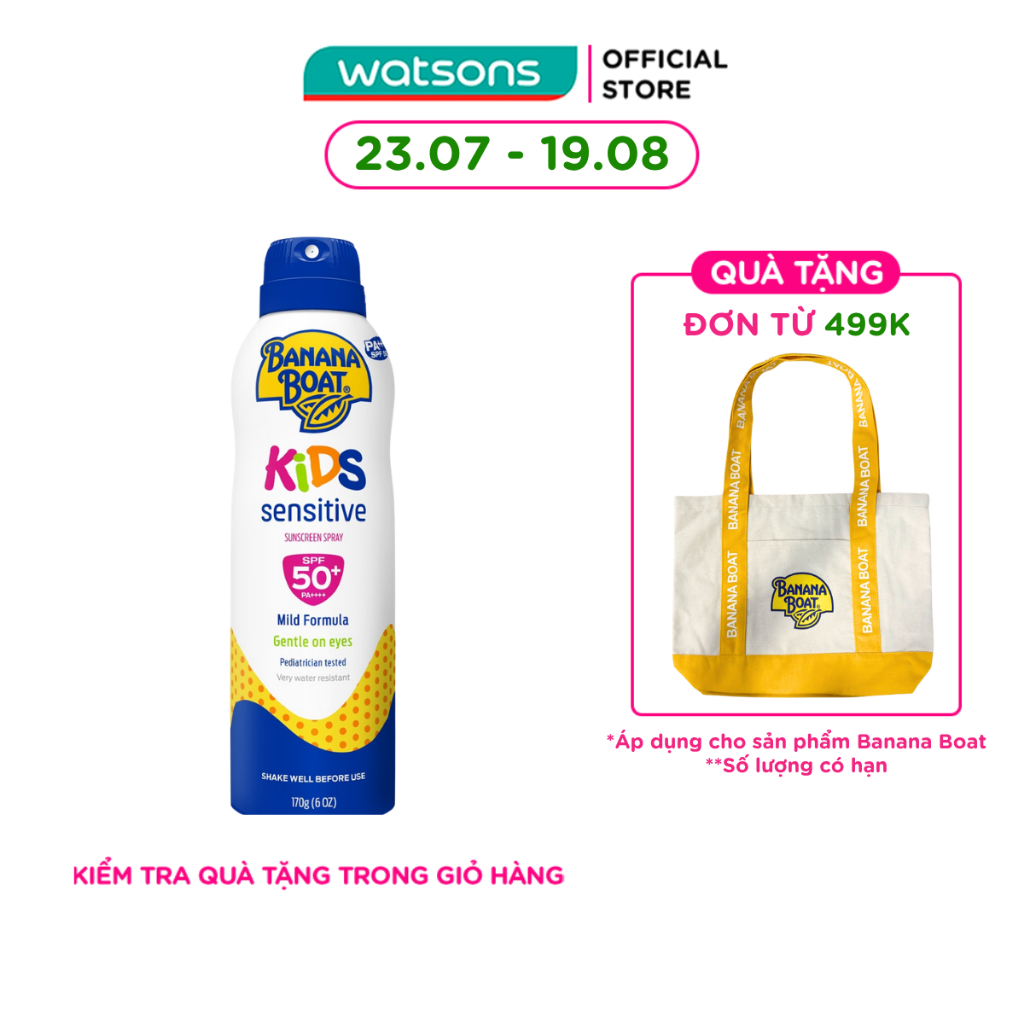 Xịt Chống Nắng Banana Boat Simply Protect Kids SPF50+ PA++++ 170g #Vàng