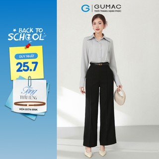 Quần tây ống suông nữ GUMAC chạy chỉ nổi có túi sườn chất siêu len mềm mịn QF03014
