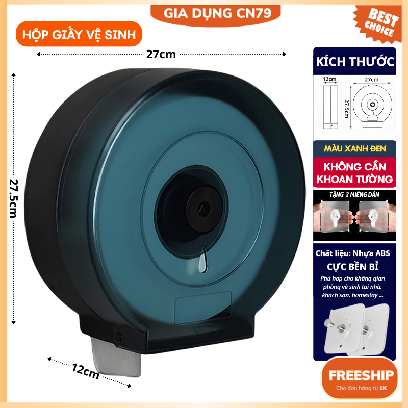 Hộp Đựng Giấy Vệ Sinh Cuộn Lớn , Hộp Đựng Giấy Vệ Sinh Công Nghiệp Treo Tường(tặng kèm 2 miếng dán)