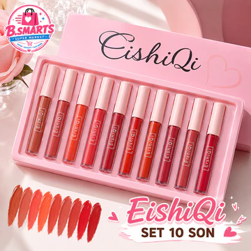 Bộ 10 Son Kem EishiQi Nhiều Tông Màu, Set Son Mini Trang Điểm Môi Làm Quà Tặng
