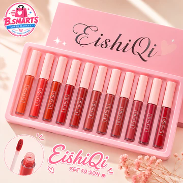 Set 10 Son Kem Mini EishiQi Nhiều Màu Thời Trang, Bộ Son Hộp Hồng Cho Nữ