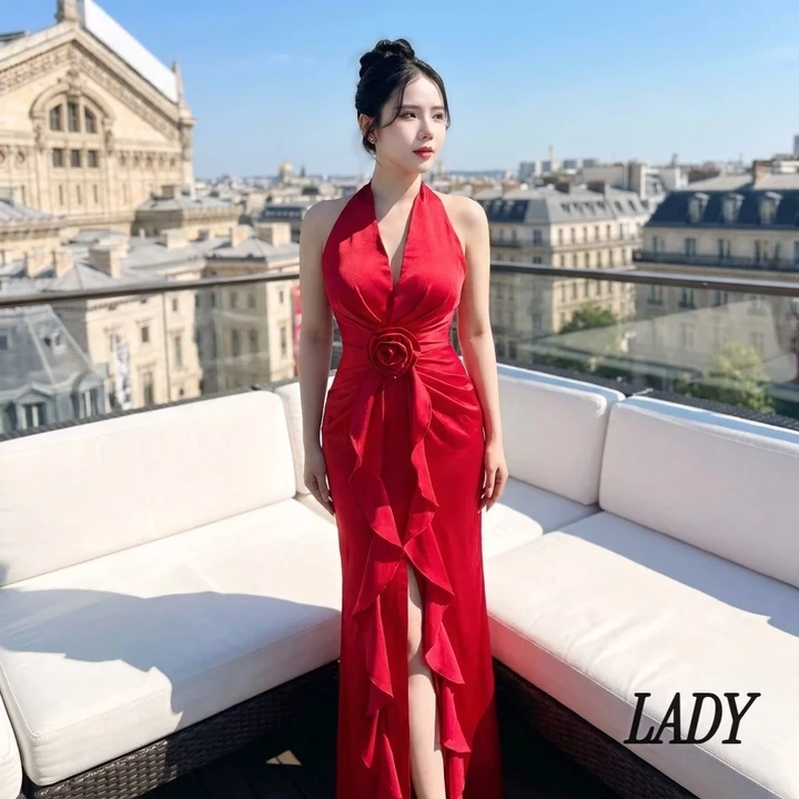 Đầm Dạ Hội Cổ Yếm Cột Dây Trẻ Trung, Váy Dạ Tiệc Cao Cấp Bigsize Trung Niên Đầm Váy Dự Tiệc Mã Dạ Hội M54