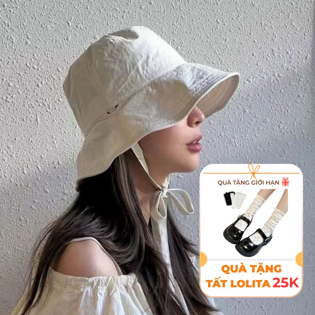 Mũ nón vải cotton mềm thắt nơ tiểu thư Korean xuất dư cao cấp hàng chuẩn loại 1