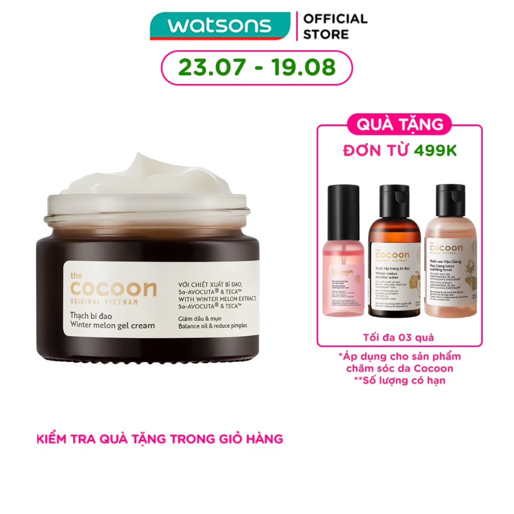 Thạch Bí Đao Dưỡng Ẩm Cocoon Giảm Dầu và Mụn Winter Melon Gel Cream 30ml