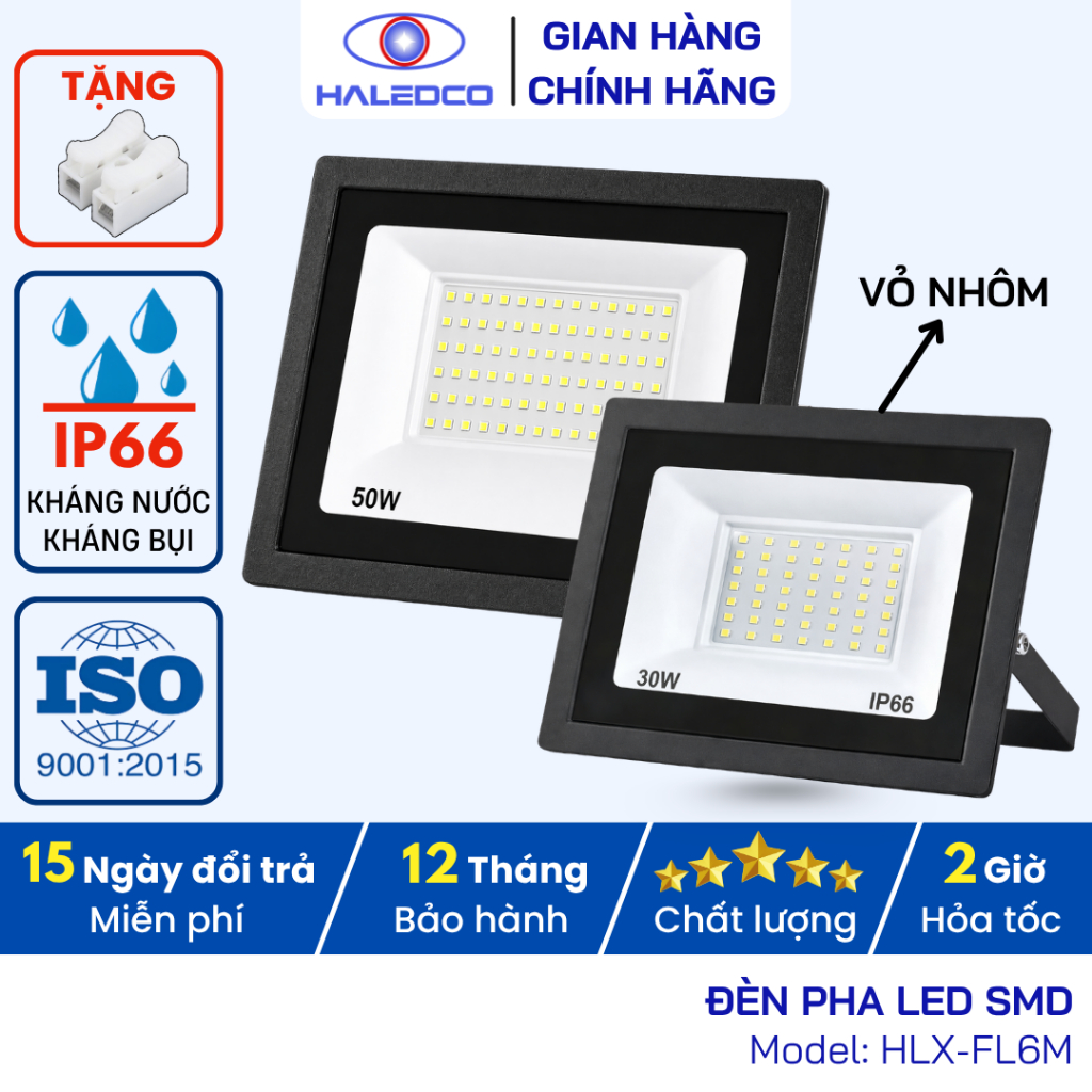 Đèn Pha LED Ngoài Trời Siêu Sáng Chống Nước Haledco Dùng Kho Bãi, Sân Nhà, Biển Quảng Cáo - FL6M