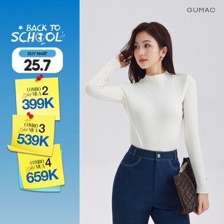 Áo Thun Nữ Dài Tay GUMAC Form Slim Cổ Cao Ôm Vừa Tôn Dáng Chống Nắng LATE0927