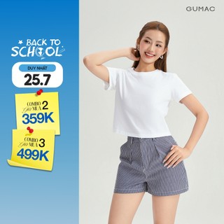 Áo Thun Nữ GUMAC Áo Phông Suông Dáng Lửng Croptop Trơn Cơ Bản Basic Cotton Mềm Mịn Thoáng Mát LATG06097