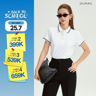 Áo Polo Nữ GUMAC - Áo Thun Cá Sấu Trơn Cổ Phối Viền Co Giãn Thanh Lịch Công Sở, Thể Thao LPLE0917 - 6109