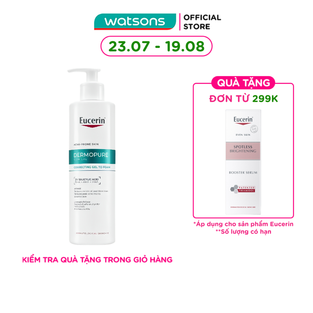 Gel Rửa Mặt Cho Da Mụn Eucerin Dermopure Clinical Correcting Gel To Foam 400ml