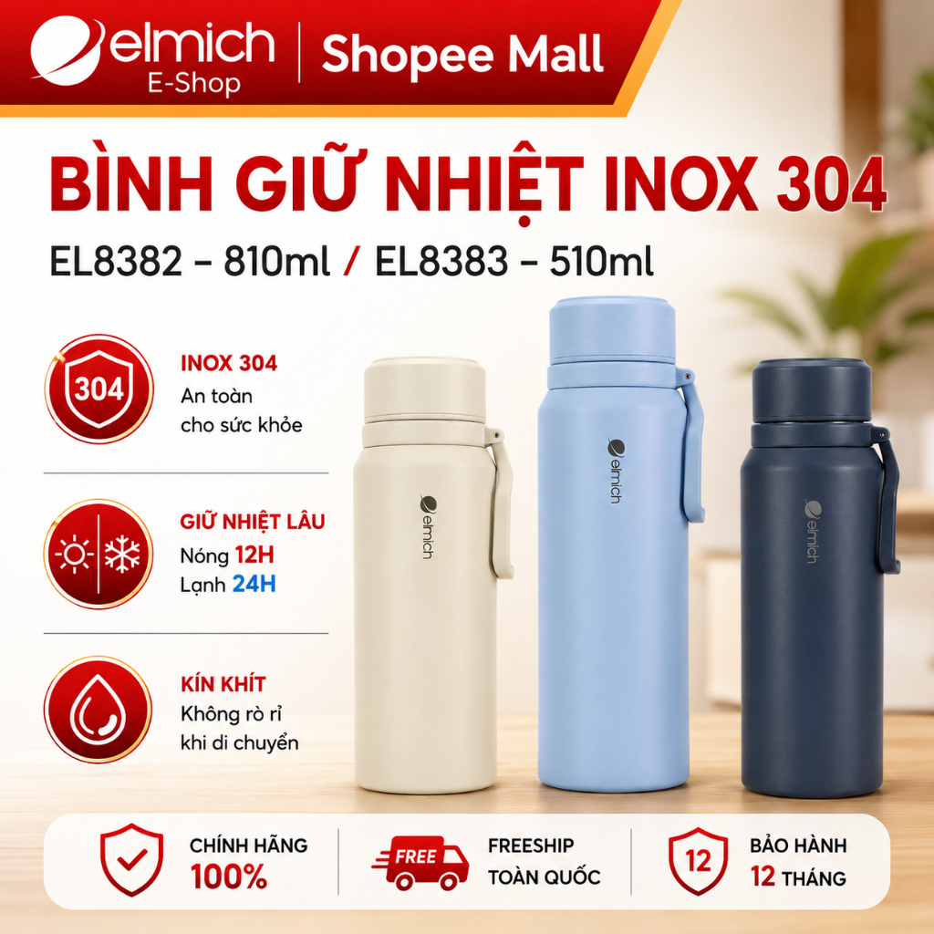Bình Giữ Nhiệt Elmich 510ml–810ml (EL-8382/8383) Có Lọc Trà | INOX 304, Giữ Nóng Lạnh | BigBuy360 - bigbuy360.vn