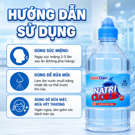 Nước muối sinh lý Quốc Dân súc miệng rửa mũi xoang rửa mặt vệ sinh cho bé an toàn với Natri Clorid