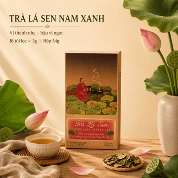 Hộp Trà Thảo Mộc Nam Xanh, Trà Lá Sen, Trà Túi Lọc, Vị Thanh Nhẹ, Hậu Vị Ngọt, 18 Túi x 3g/Hộp 54g
