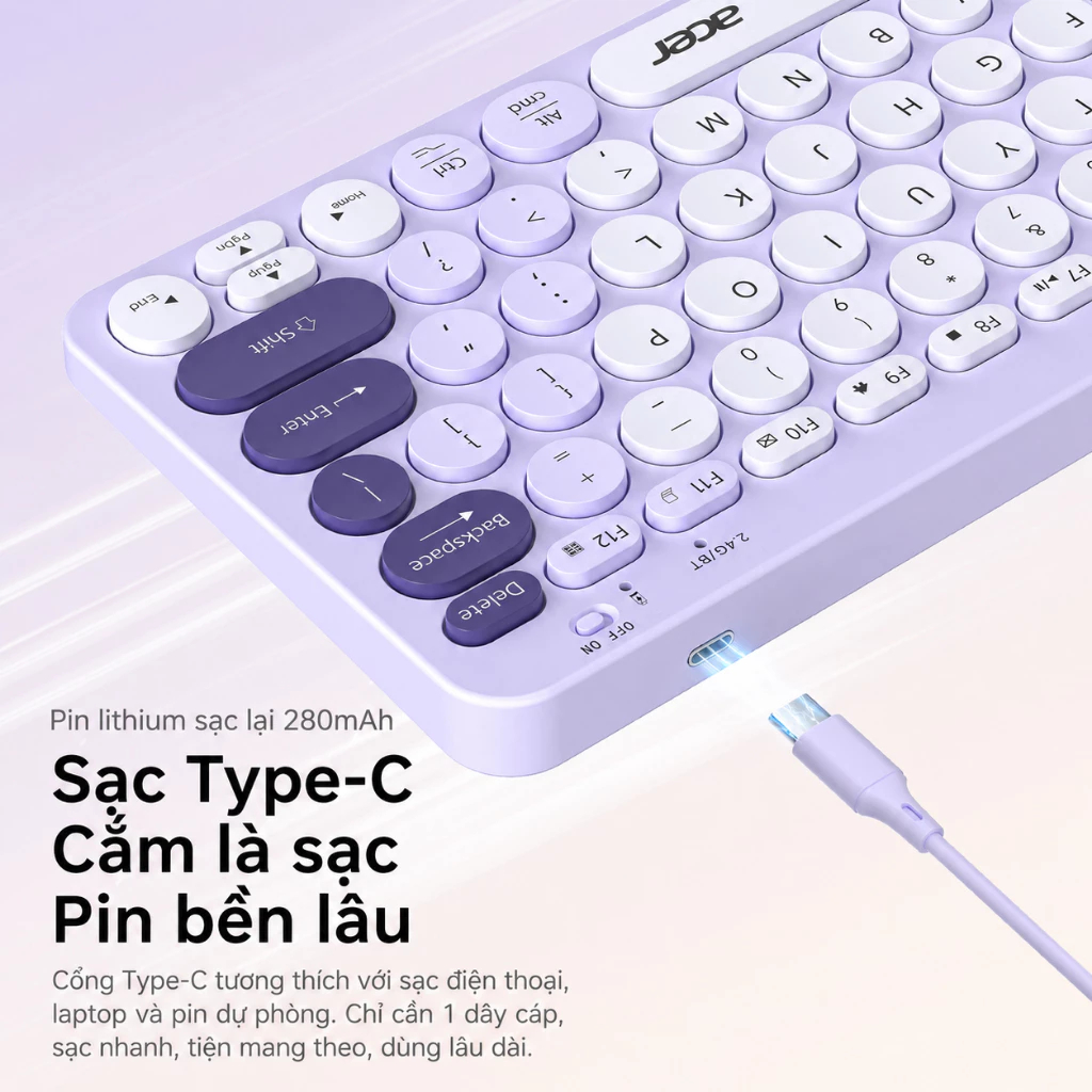 Bộ Bàn Phím Chuột Không Dây Acer OKR 215 | 2.4GHz & Bluetooth Cho Laptop PC Mac, iPad & ĐT | BigBuy360 - bigbuy360.vn