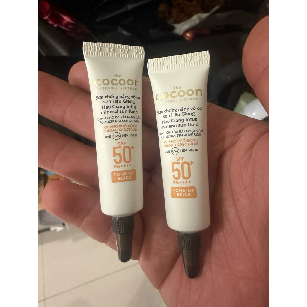 TRAVEL SIZE Sữa chống nắng vô cơ Sen Hậu Giang 5ml, hiệu chỉnh màu da | BigBuy360 - bigbuy360.vn