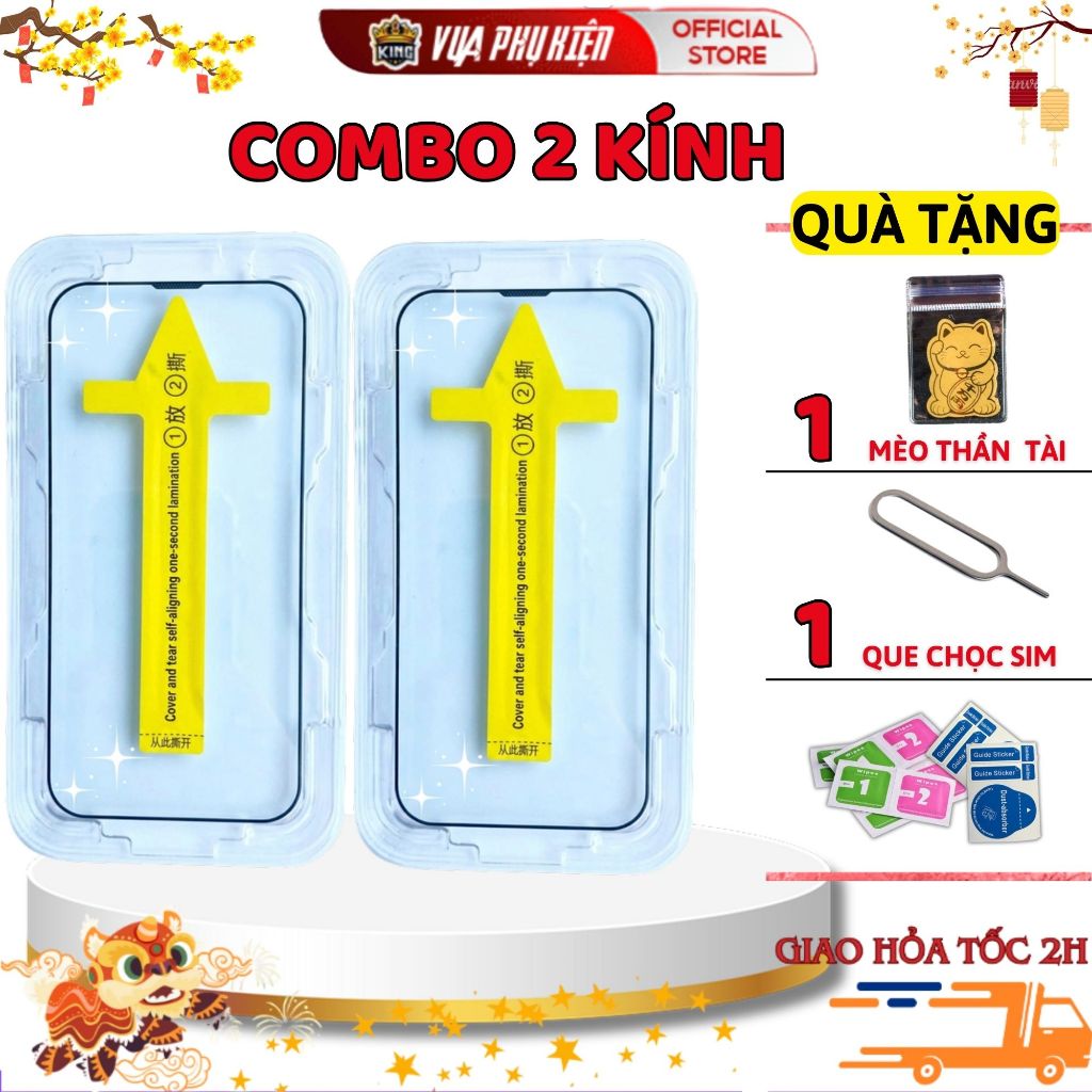 Combo 2 Kính cường lực iphone tự dán MKING có khuôn đủ mã11Prm, 12Prm, 13Prm 14promax 15Promax 16Promax 17Promax air