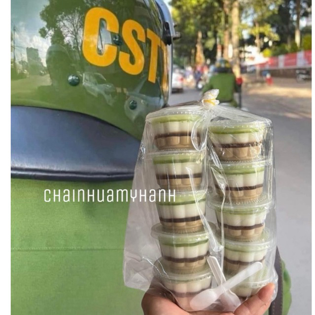 SẴN Combo sỉ 500 hủ rau câu ly bông hoa mai 80ML-100ML CÓ NẮP