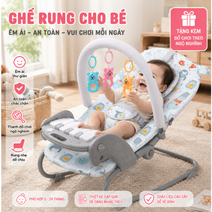 Ghế Nằm Cho Bé Thương Hiệu iiko Ghế Rung Bập Bênh Có Nhạc Và Thanh Đồ Treo Đồ Chơi Cho Trẻ Từ 0-4 Tuổi ghế rung ​​giá rẻ