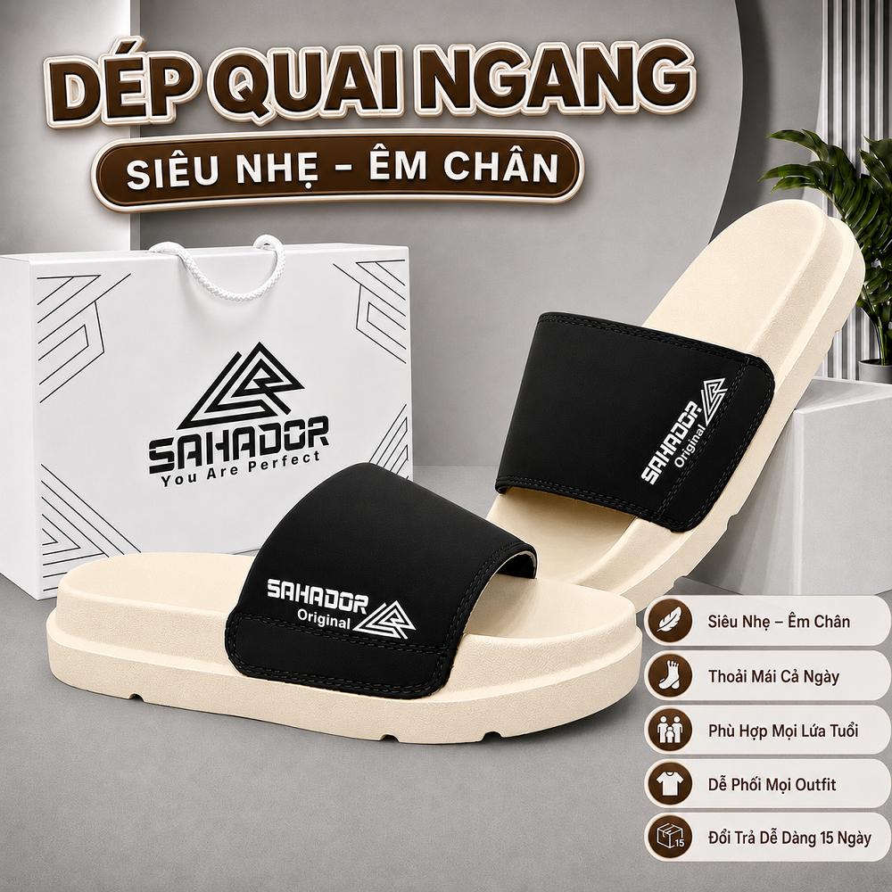 [FULL BOX] Dép Quai Nhung Nam Nữ Chính Hãng SAHADOR Đế API Cao 4cm Êm Chân Phong Cách Tối Giản FL04