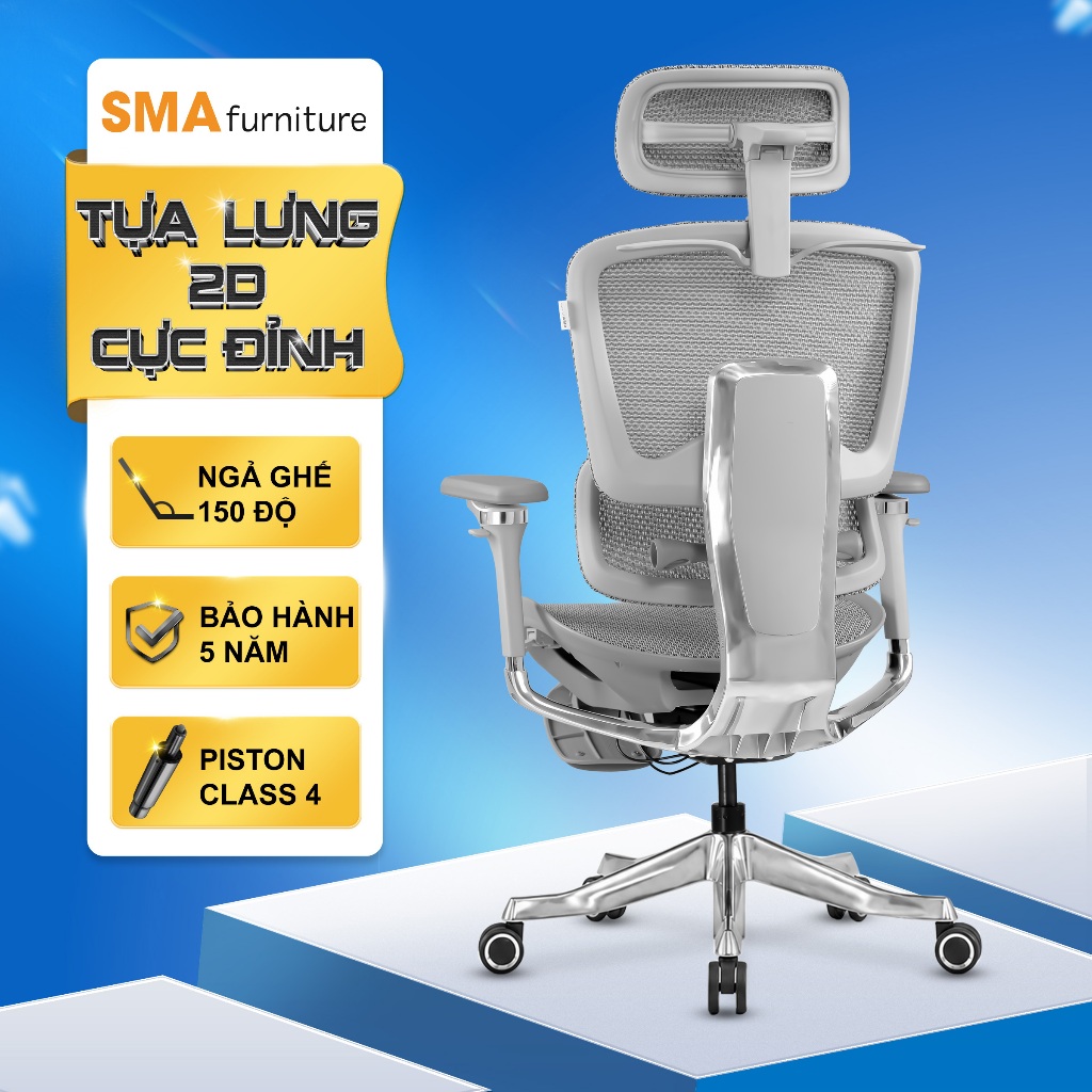 Ghế công thái học SMA Furniture Mirai Pro/ Ultra, Tựa lưng điều chỉnh, tay vịn 4D, Piston class 4 | BigBuy360 - bigbuy360.vn