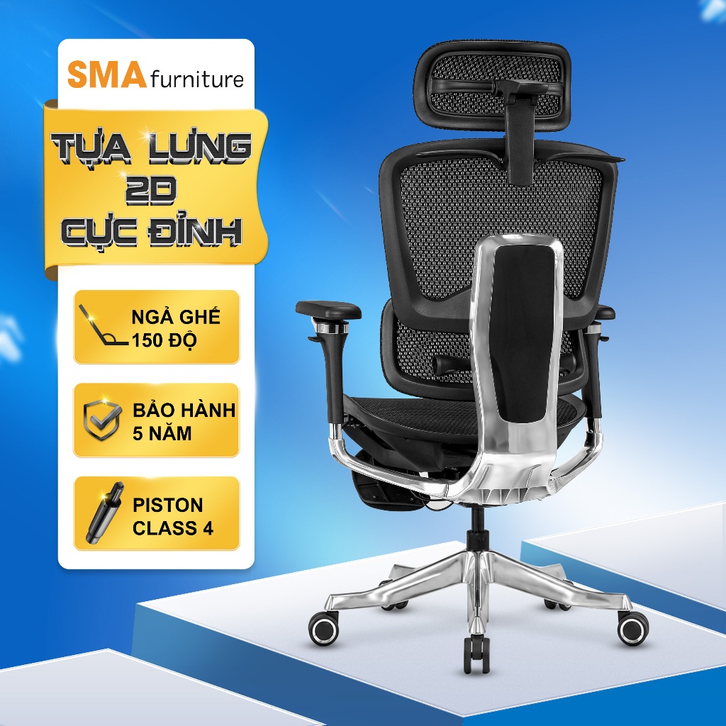 Ghế công thái học SMA Furniture Mirai Pro/ Ultra, Tựa lưng điều chỉnh, tay vịn 4D, Piston class 4 | BigBuy360 - bigbuy360.vn