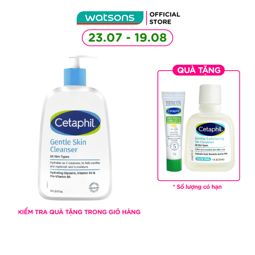 Sữa Rửa Mặt Cetaphil Dịu Nhẹ Gentle Skin Cleanser 473ml